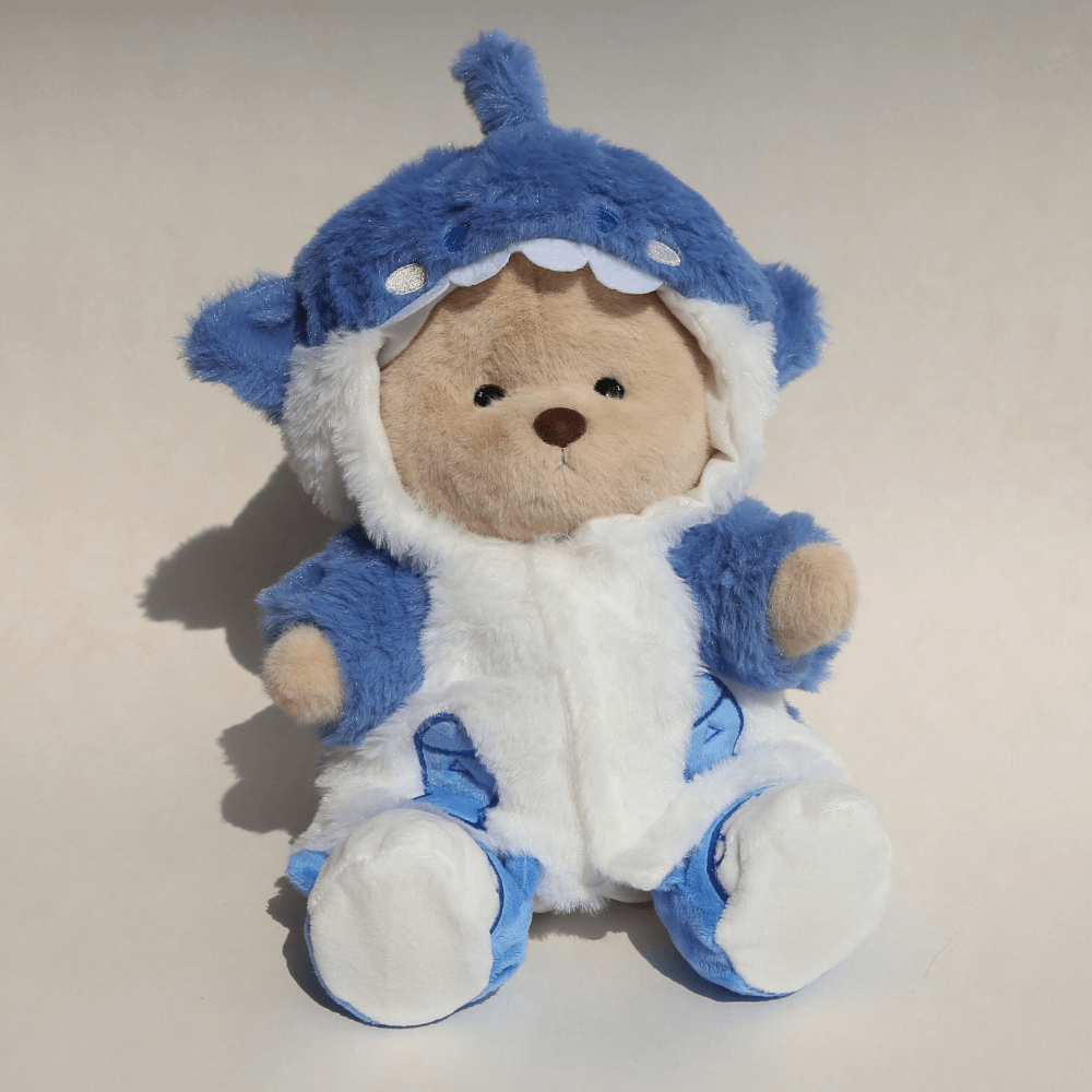 Nubi Teddy Bear with Blue Shark Outfit | Handmade Jointed Stuffed Bear