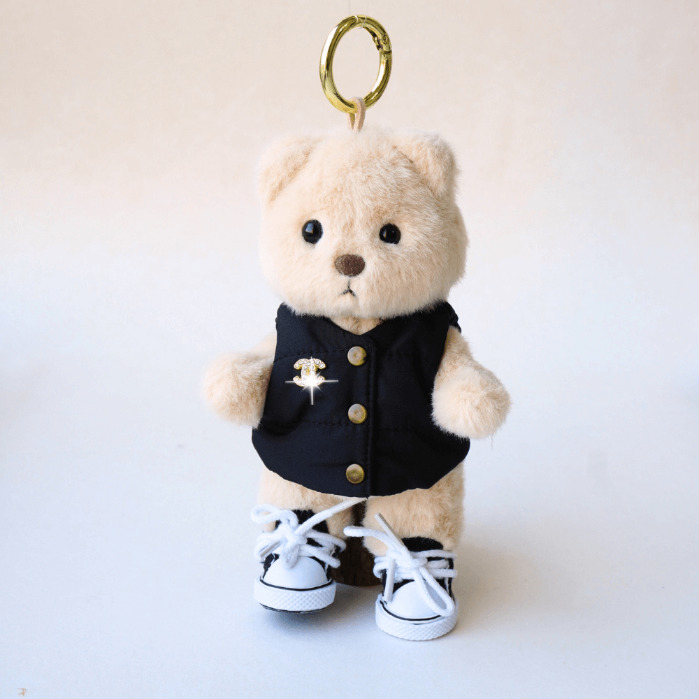 Nubi Teddy Bear Keychain & Puffer Vest Set - 6 Inches (Bear Included)