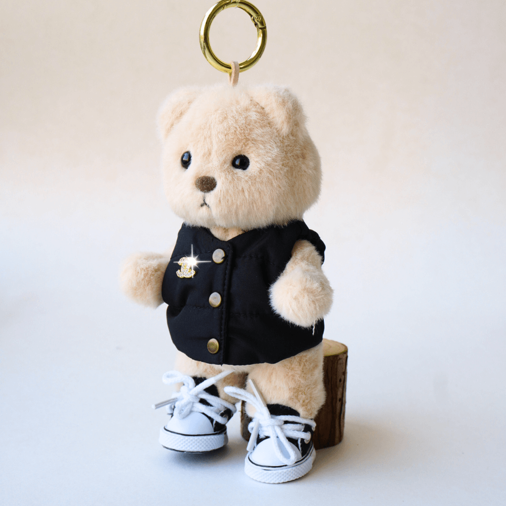 Nubi Teddy Bear Keychain & Puffer Vest Set - 6 Inches (Bear Included)