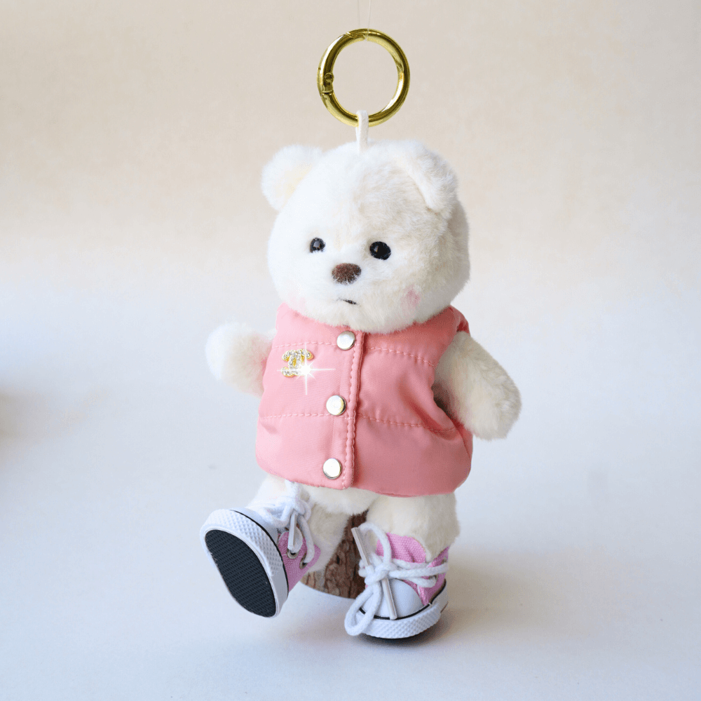 Nubi Teddy Bear Keychain & Puffer Vest Set - 6 Inches (Bear Included)