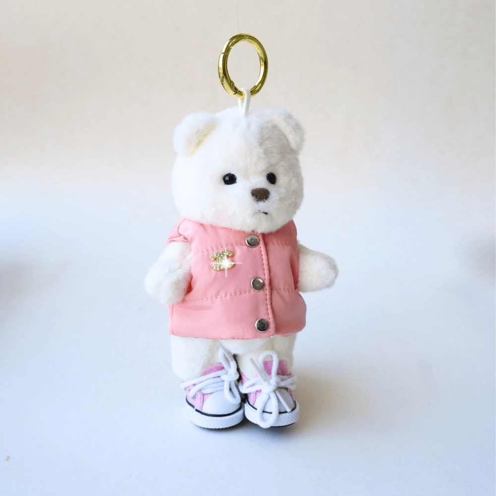 Nubi Teddy Bear Keychain & Puffer Vest Set - 6 Inches (Bear Included)