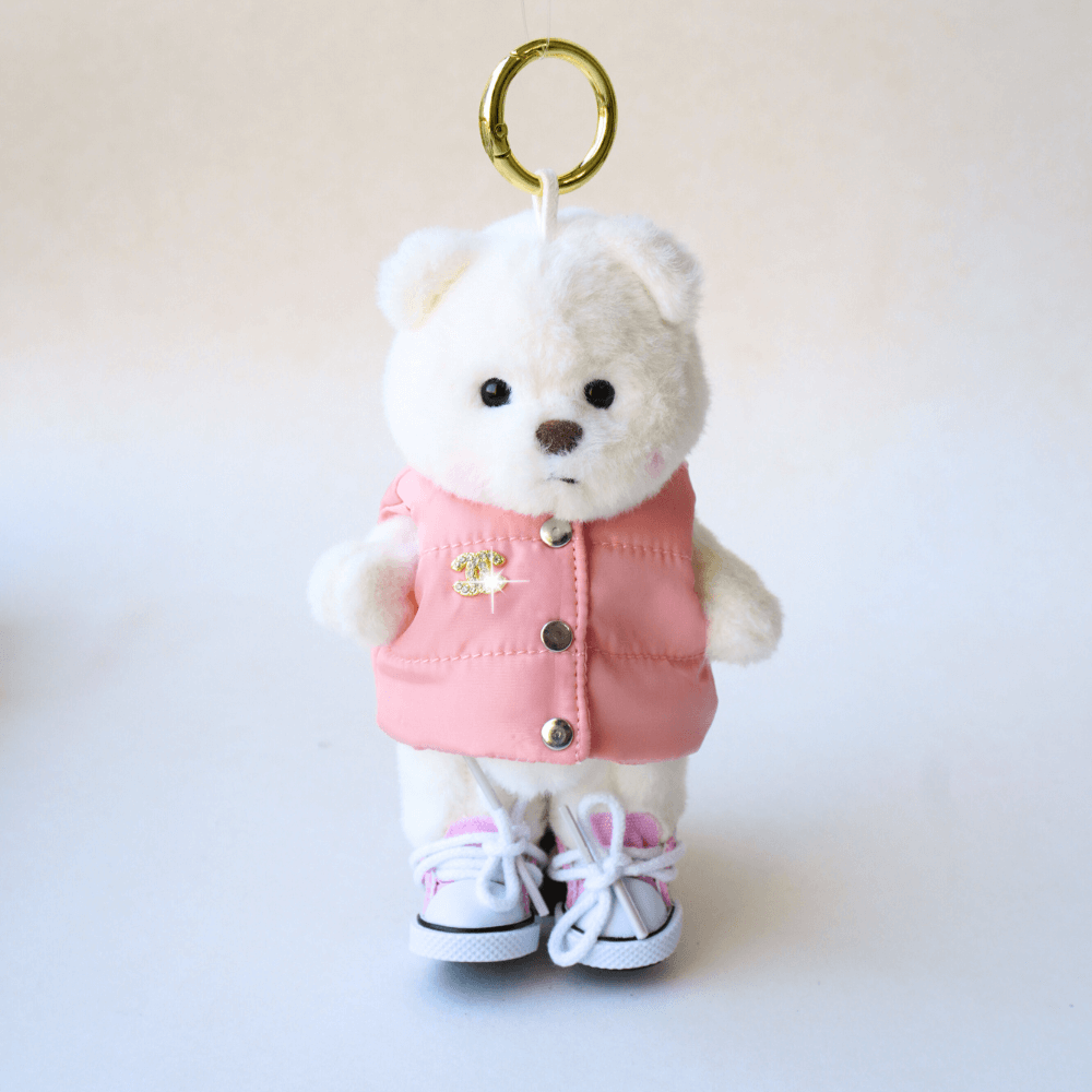 Nubi Teddy Bear Keychain & Puffer Vest Set - 6 Inches (Bear Included)