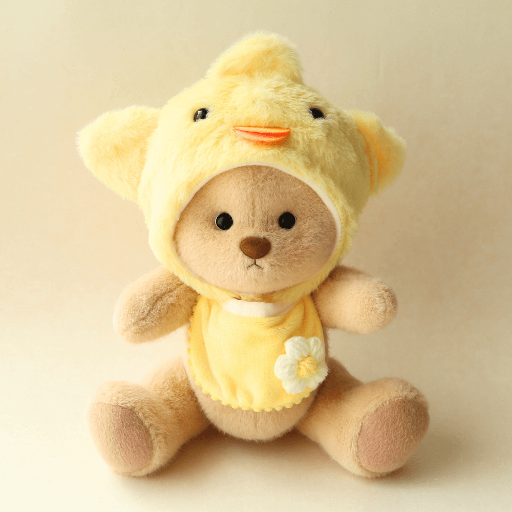 Nubi Teddy Bear with Plush Chick Outfit | Handmade Jointed Stuffed Bear