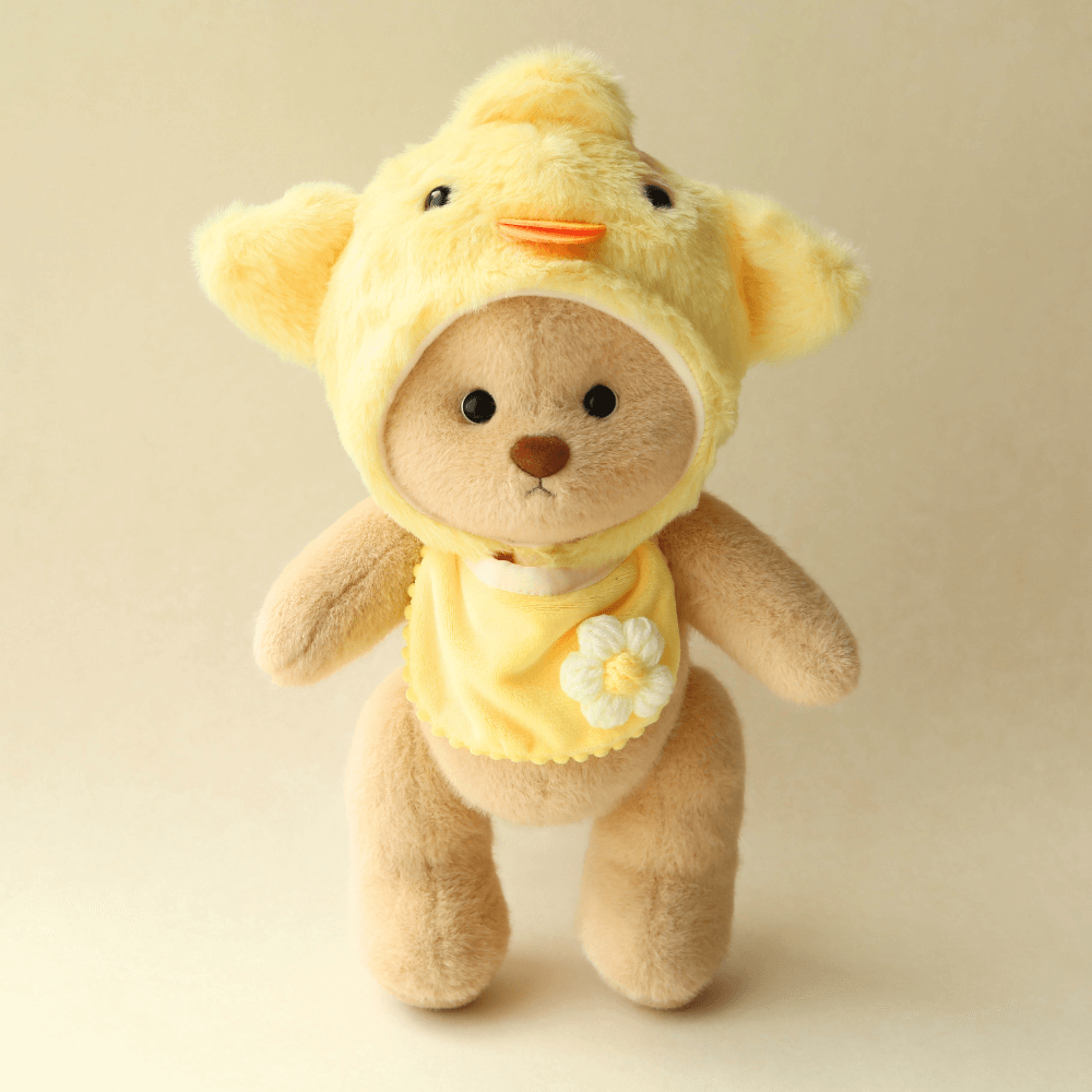 Nubi Teddy Bear with Plush Chick Outfit | Handmade Jointed Stuffed Bear