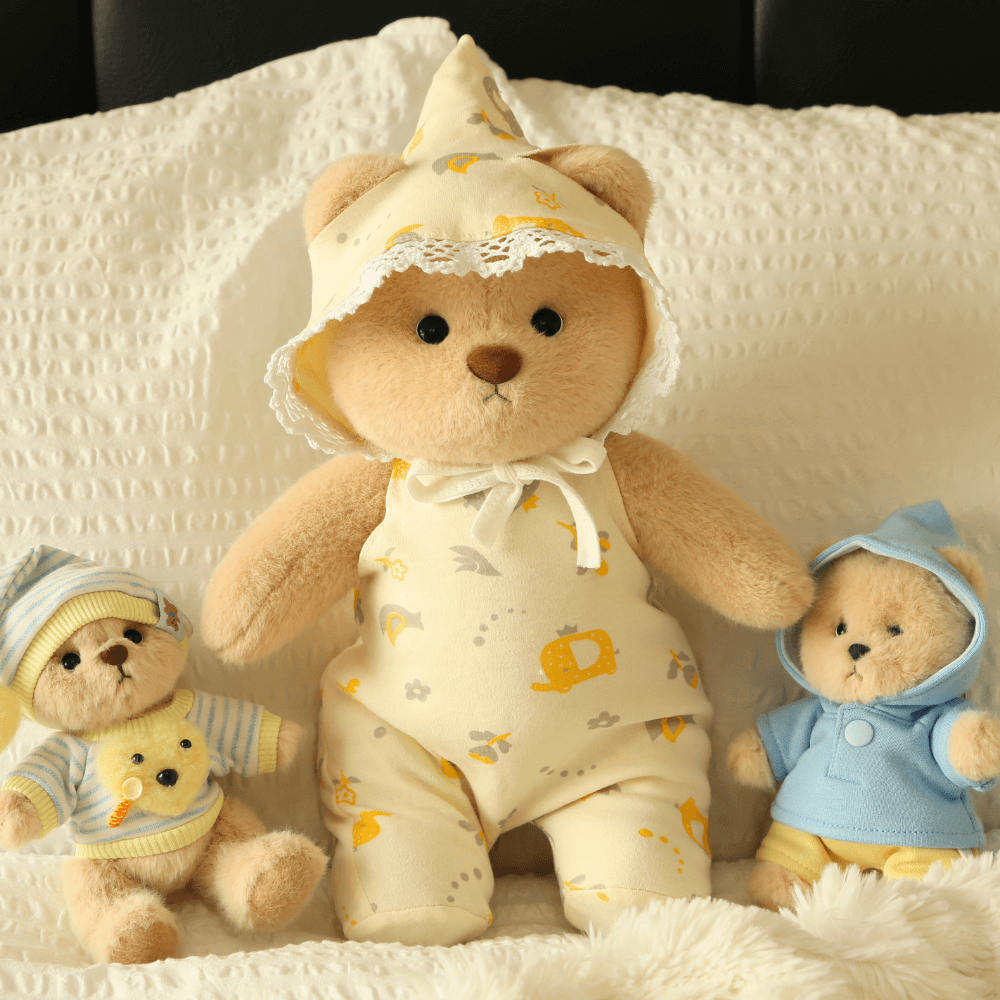 Nubi Teddy Bear with Yellow Pajamas | Handmade Jointed Stuffed Bear
