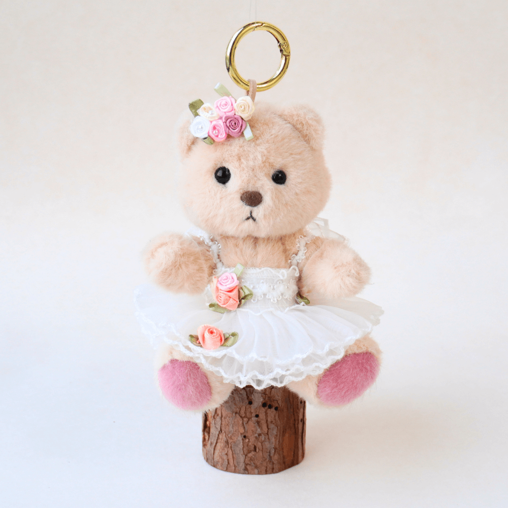 Nubi Teddy Bear Keychain & Ballet Tulle Dress Set - 6 Inches (Bear Included)