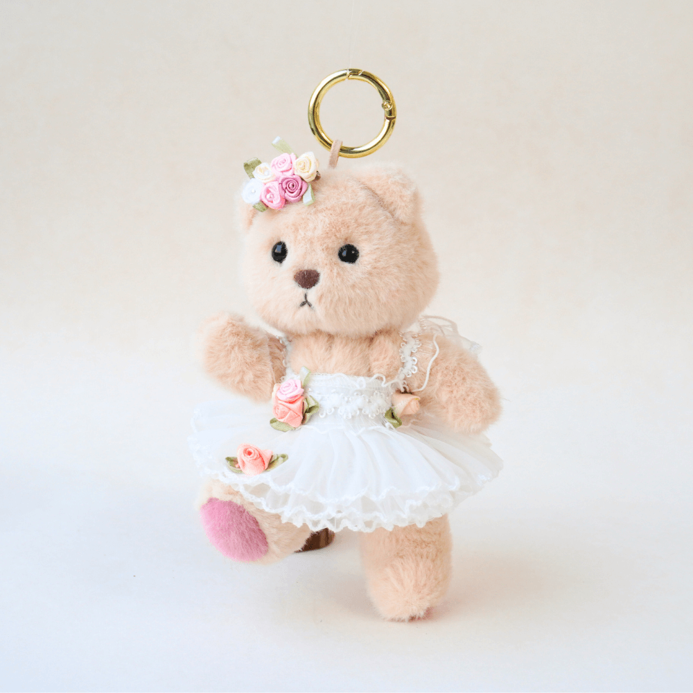 Nubi Teddy Bear Keychain & Ballet Tulle Dress Set - 6 Inches (Bear Included)