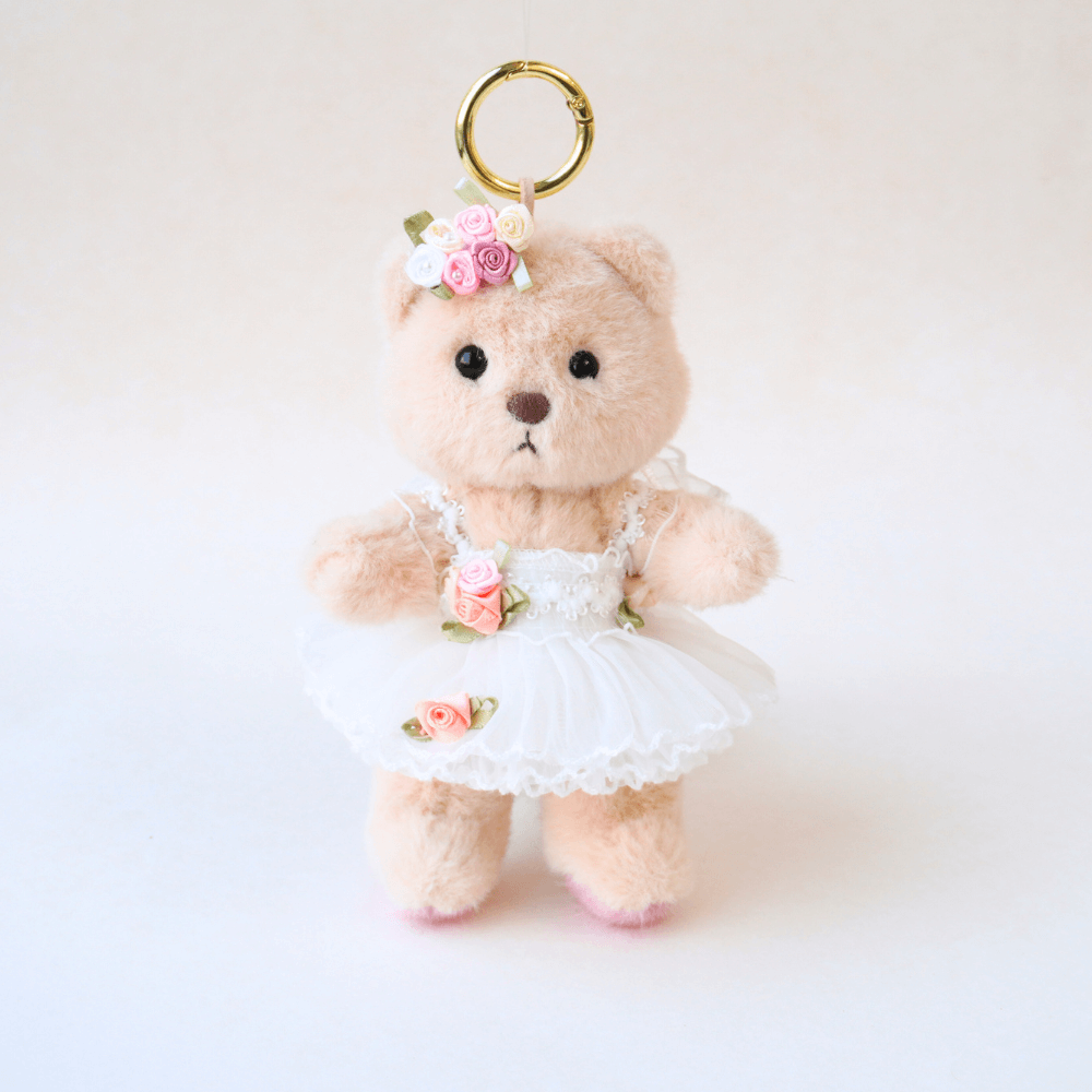Nubi Teddy Bear Keychain & Ballet Tulle Dress Set - 6 Inches (Bear Included)