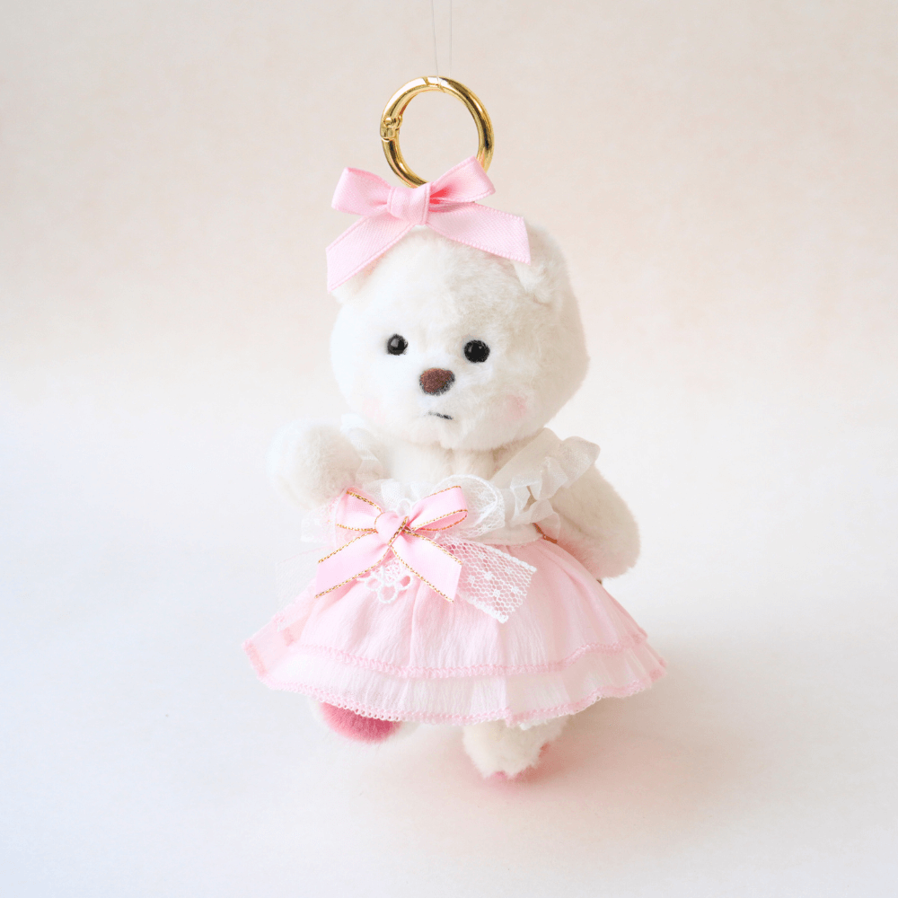 Nubi Teddy Bear Keychain & Coquette Pink Ballet Set - 6 Inches (Bear Included)