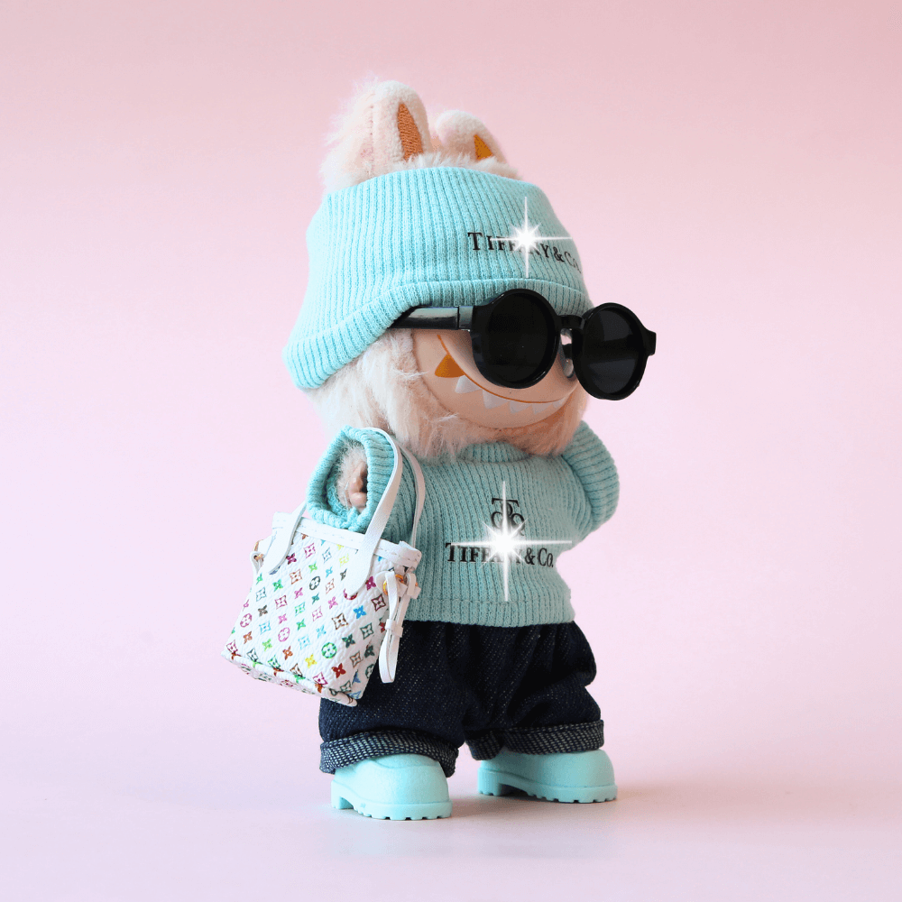 Elegant Blue Fashion Set Labubu Clothes