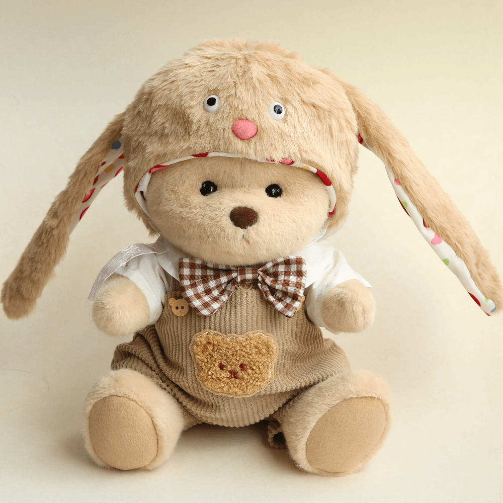 Nubi Teddy Bear with Long-Ear Outfit | Handmade Jointed Stuffed Bear