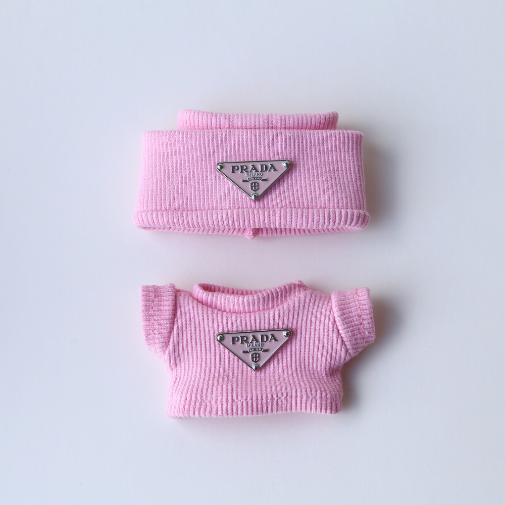 Prada Pink Top & Hat Set  (Metallic Logo)