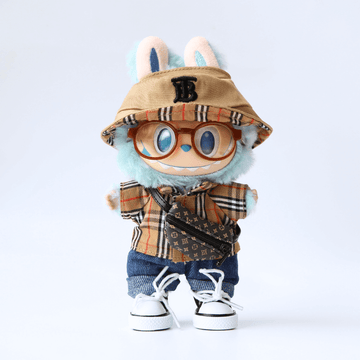 British Classic Check Look 3-Piece Set, Hat, Shirt & Jeans – Labubu Clothes